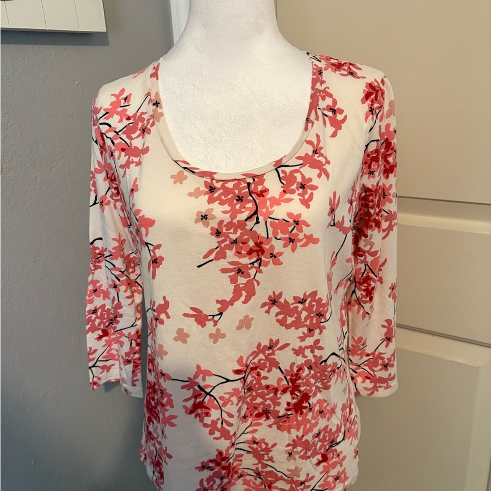 Talbots Pink and White Short Sleeve Tee
